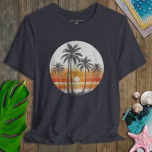 Sunset Palm Vintage Tee | Coastal Nostalgia | Ultra - Soft Eco - Friendly Graphic Tee