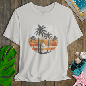 Sunset Palm Vintage Tee | Coastal Nostalgia | Ultra - Soft Eco - Friendly Graphic Tee