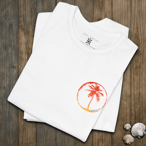 Sunset Stamp Tee | Retro Stay Salty Palm Graphic T-Shirt | Ultra-Soft Eco-Friendly Graphic Tee
