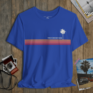 Take It Easy Out There Palm Tee | Retro 70s Sunset Graphic T-Shirt | Ultra-Soft Eco-Friendly Graphic Tee