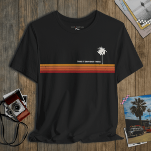 Take It Easy Out There Palm Tee | Retro 70s Sunset Graphic T-Shirt | Ultra-Soft Eco-Friendly Graphic Tee