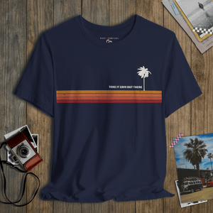 Take It Easy Out There Palm Tee | Retro 70s Sunset Graphic T-Shirt | Ultra-Soft Eco-Friendly Graphic Tee
