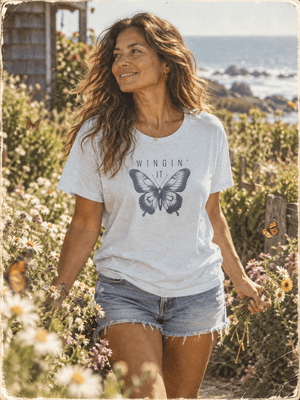 Wingin’ It Miami Blue Tee | Vintage Coastal Butterfly Wildlife T-Shirt | Ultra-Soft Eco-Friendly Graphic Tee